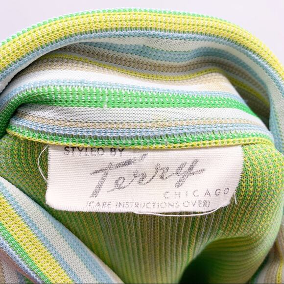 VINTAGE 60s 70s Striped Mod Zip Up Women’s Shirt Jacket Size M - Picture 8 of 8